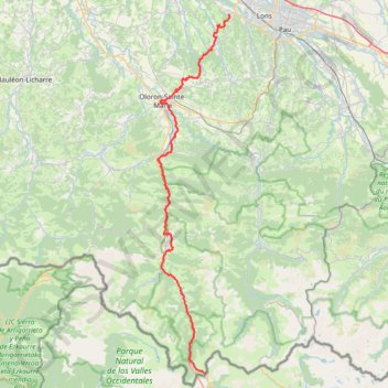 GR653 Randonnée de Artiguelouve au Col du Somport (Pyrénées-Atlantiques) GPS track, route, trail