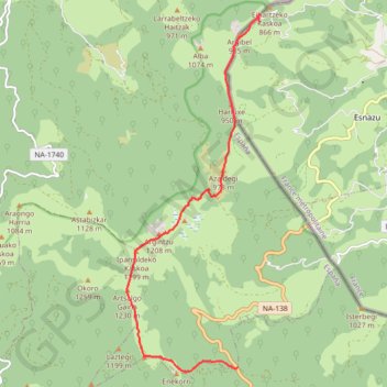 Traversée Urkiaga - Eyharza GPS track, route, trail