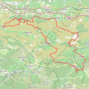 Miramont - Alaric - Lagrasse GPS track, route, trail