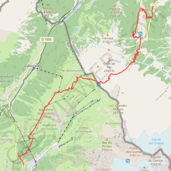 TMB La Forclaz Tré le Champ GPS track, route, trail