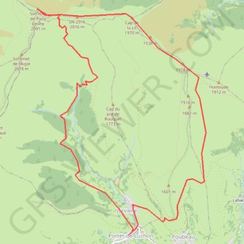 Sommet de Pouy-Louby depuis Portet-de-Luchon GPS track, route, trail
