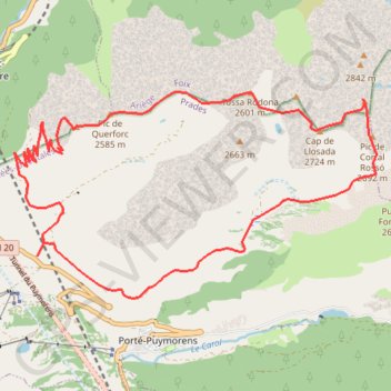 Pic de Querforc, puig de Trespunts, puig de Coma d'Or depuis le Puymorens GPS track, route, trail