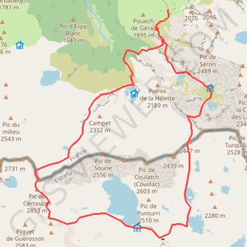 Pic de Certascan depuis Gérac GPS track, route, trail