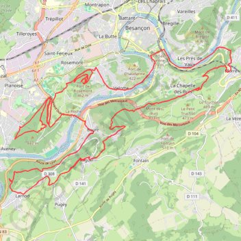 Besançon collines GPS track, route, trail