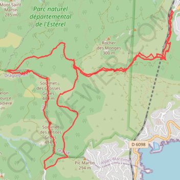 Esterel - Les Grosses Grues a partir de Theoule GPS track, route, trail