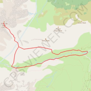 Soum de Male par la vallée d'Aspé GPS track, route, trail