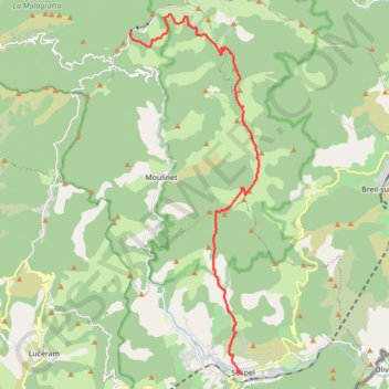Randonnée Sospel Camp d'Argent GPS track, route, trail