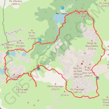 Grand tour du Pic du Midi d'Ossau GPS track, route, trail