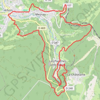Boucle autour d'Arbois par le GR 59 GPS track, route, trail