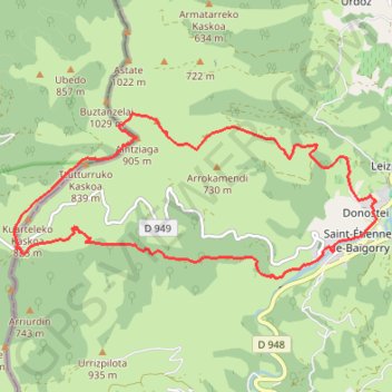 Col d'Ispéguy et les crêtes depuis Saint-Étienne-de-Baïgorry GPS track, route, trail