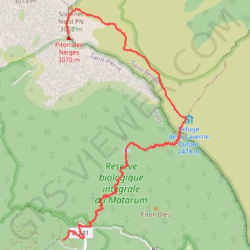 Le Piton des Neiges par Cilaos GPS track, route, trail