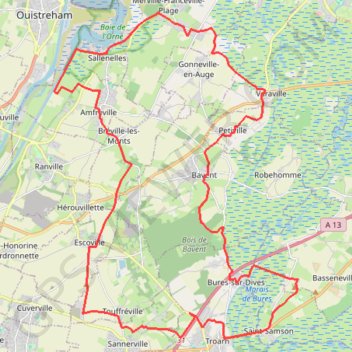 Bavent Sallenelles Amfreville GPS track, route, trail