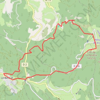 Le Bessat - Crêt de la Perdrix via le Saut du Gier GPS track, route, trail