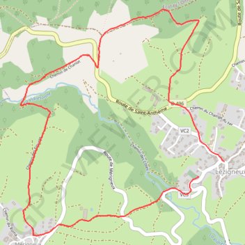Lezigneux GPS track, route, trail