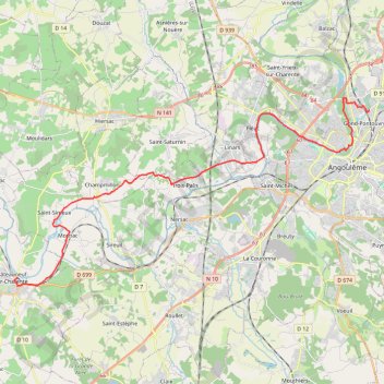 La Flow Vélo. Châteauneuf — Angoulême GPS track, route, trail