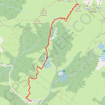 Pic du Han par la crête des Grailles GPS track, route, trail