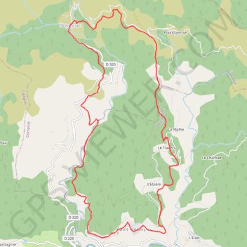 Circuit des Lauzes à Saint-Mélany GPS track, route, trail