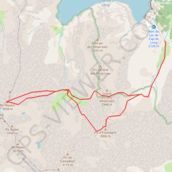 Pic Maubic et pic d'Estaragne par le col d'Estaragne GPS track, route, trail