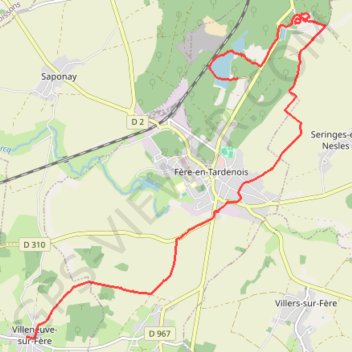 Rando de Villeneuve sur fere a fere en tardenois GPS track, route, trail