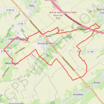 Autour de Auchy-au-Bois GPS track, route, trail