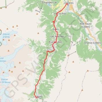 La Fouly - Orsières GPS track, route, trail
