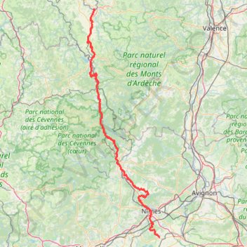 Chemin de Régordane du Puy-en-Velay à Saint-Gilles GPS track, route, trail