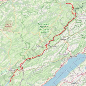 GR5 De Soulce-Cernay à Montperreux (Doubs) GPS track, route, trail