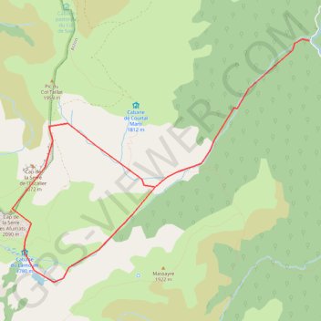 Cap de la Serre des Afumats depuis la vallée d'Aston GPS track, route, trail