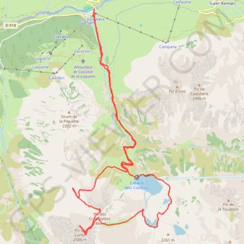 Pic des Crampettes et pic de Lurtet depuis le Tournaboup GPS track, route, trail
