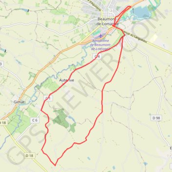 Beaumont de Lomagne des Ruisseaux GPS track, route, trail