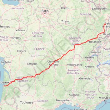A 63, La Transeuropéenne, La Transeuropéenne, N 70, La Comtoise, Autoroute des Cigognes GPS track, route, trail