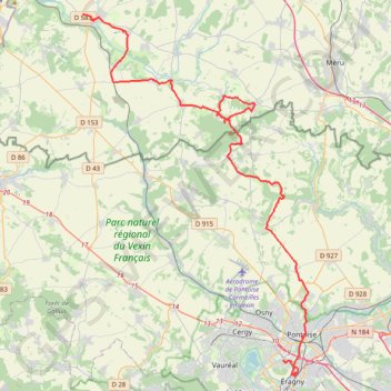 Chaumont Cergy route GPS track, route, trail