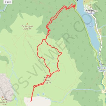 Pic de Chérue depuis lac de Fabrèges (raquettes) GPS track, route, trail