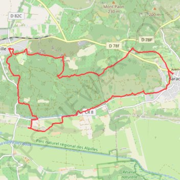 Meuneries-Paradou-Fontvieille-Trace-Sud GPS track, route, trail