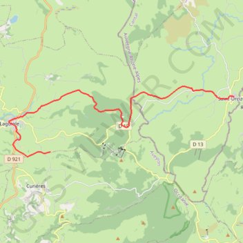 Tour de l'Aubrac - 05 - Laguiole - Saint Urcize GPS track, route, trail
