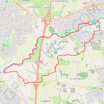 La campagne jusqu'à Pont-Péan et retour en longeant la Seiche GPS track, route, trail