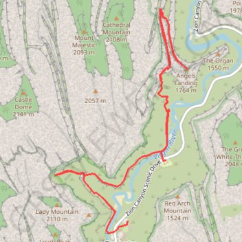 Emerald Pools, Scout Lookout and Angels Landing GPS track, route, trail