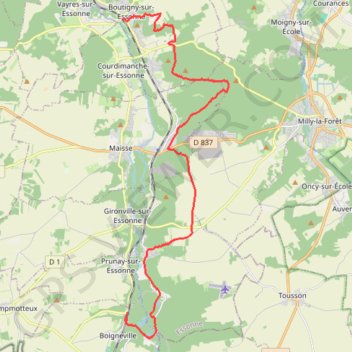 De Boutigny à Boigneville GPS track, route, trail