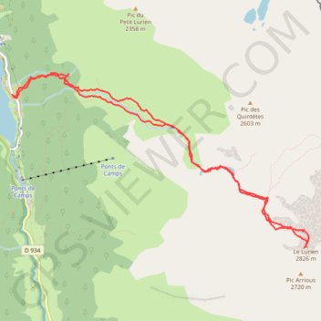 Le Lurien depuis Fabrèges GPS track, route, trail