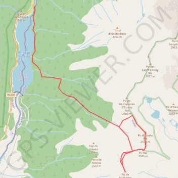 Pics del Ferro, Roi, de Munyidor depuis la Pantà de Baserca GPS track, route, trail
