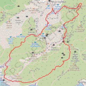 La Roche Percée de la Mounine depuis Callelongue GPS track, route, trail