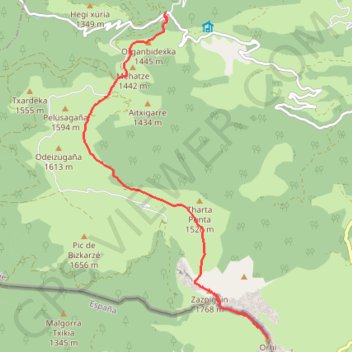 Pic d'Orhy depuis le col Bagargui GPS track, route, trail