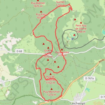 Le puy Besace et d'autres GPS track, route, trail