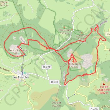 Du Mont d'Alambre au Mont Mezenc - Les Estables GPS track, route, trail