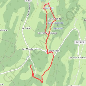 Les Moussières - La Dalue GPS track, route, trail