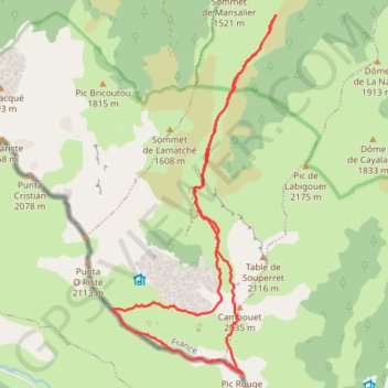 Pic Rouge et Col de la Cuarde en circuit depuis Lhers GPS track, route, trail