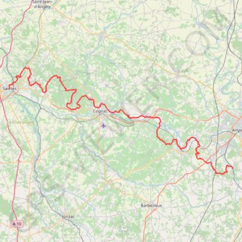 GR4 De Saintes (Charente-Maritime) à Mouthiers-sur-Boëme (Charente) GPS track, route, trail