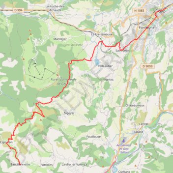 Gap - Barcillonnette (Grande Traversée des Préalpes) GPS track, route, trail