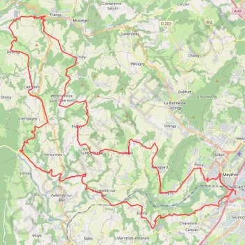 Cran Gevrier - Frangy - Cran par réseau secondaire GPS track, route, trail