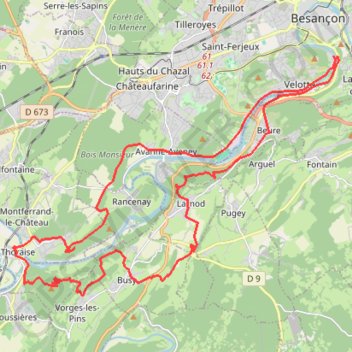 Le Doubs par Monts et Crêtes GPS track, route, trail